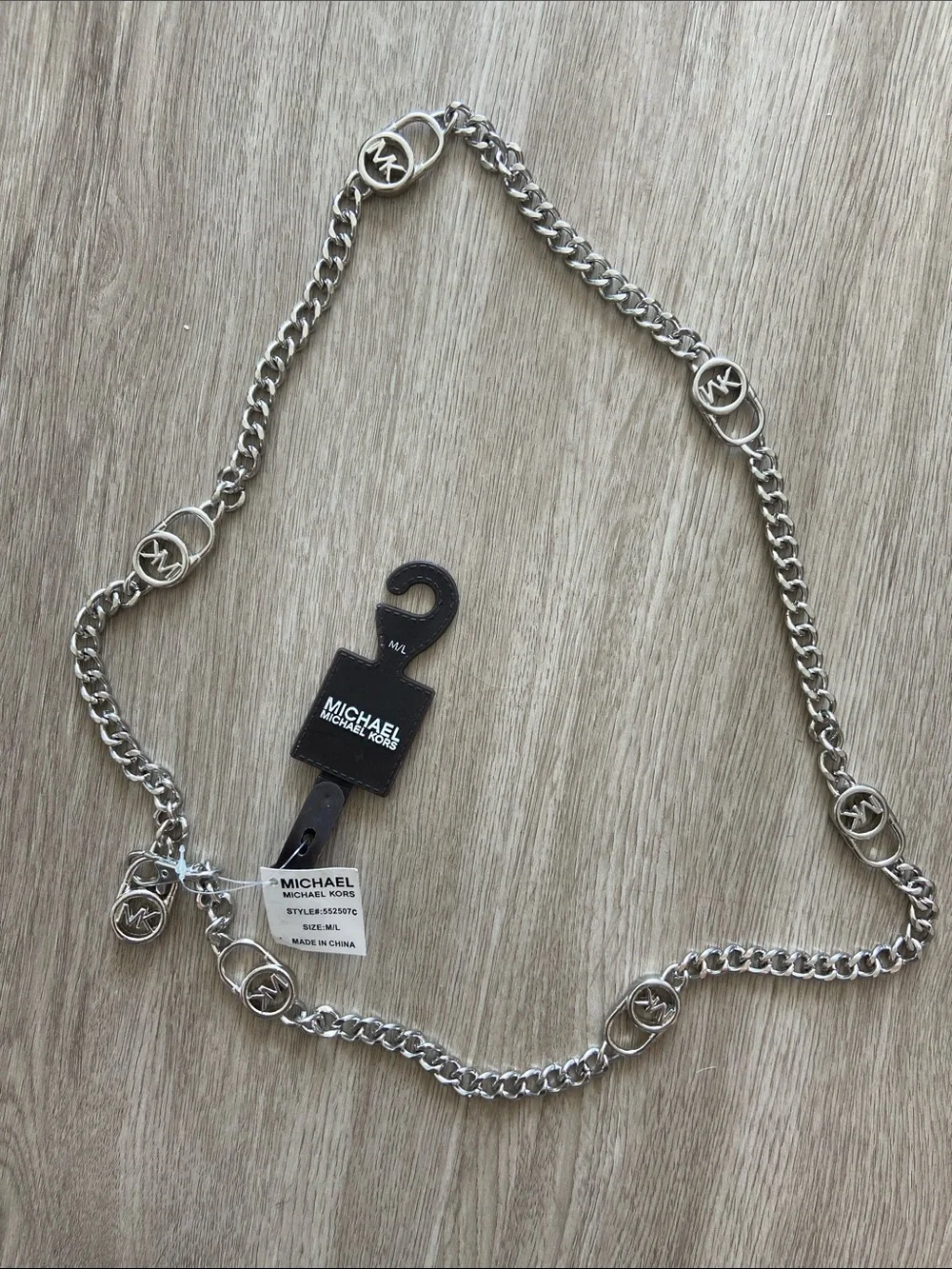 Michael Kors Silver Logo Chain Belt